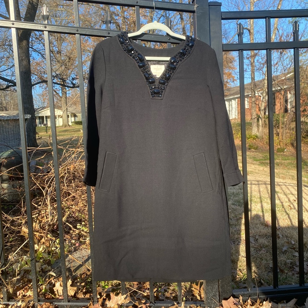 Kate Spade Beaded Collar Wool Tunic Dress